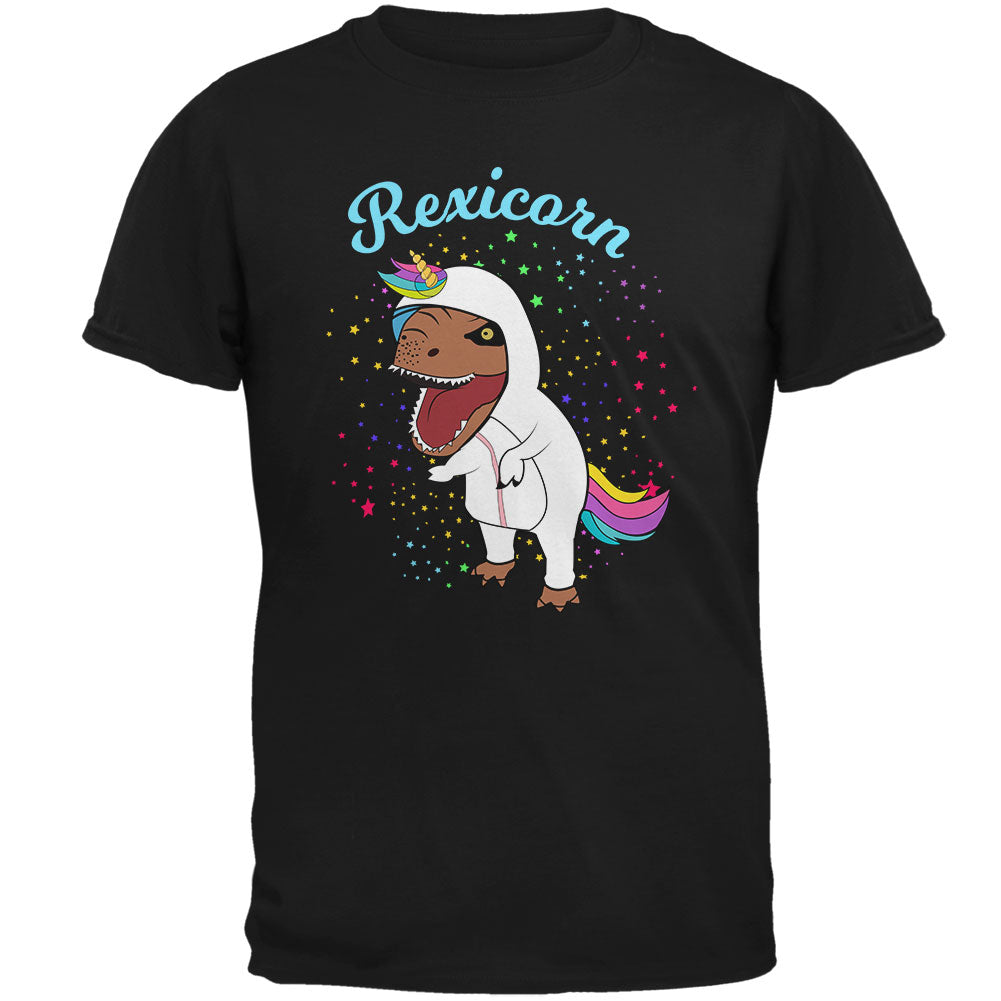 T-Rex Dinosaur in Unicorn Costume Rexicorn Mens T Shirt Men's T-Shirts Old Glory 2XL Black