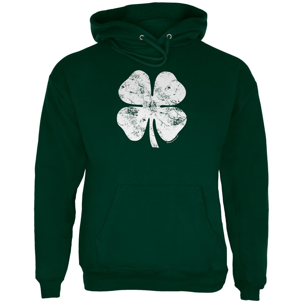 St. Patricks Day Distressed Shamrock Mens Hoodie Men's Hoodies Old Glory 2XL Green