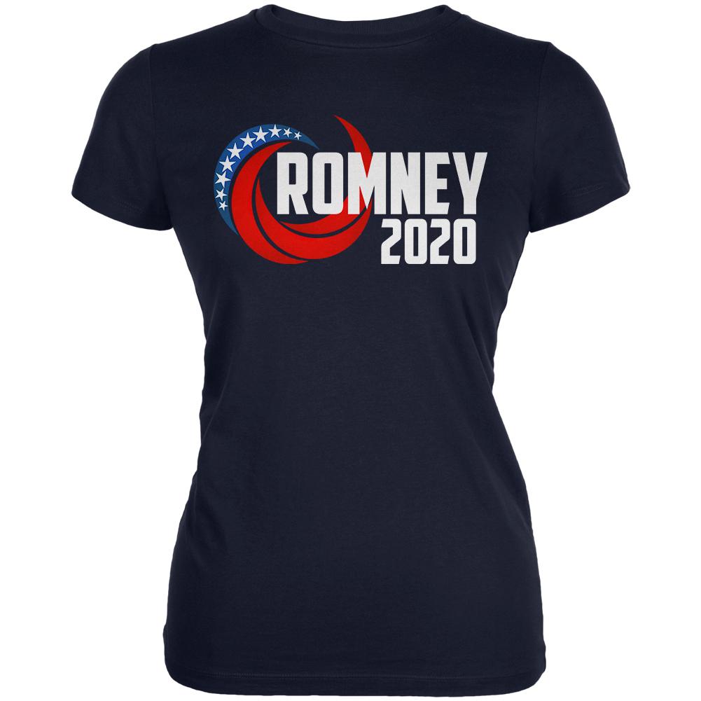 Presidential Election 2020 Mitt Romney Swoosh Juniors Soft T Shirt Juniors T-Shirts Old Glory 2XL Navy
