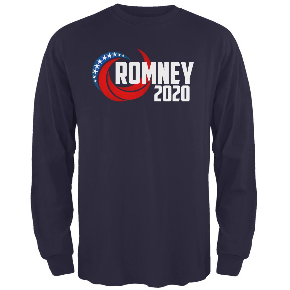 Presidential Election 2020 Mitt Romney Swoosh Mens Long Sleeve T Shirt Men's Long Sleeves Old Glory 2XL Navy