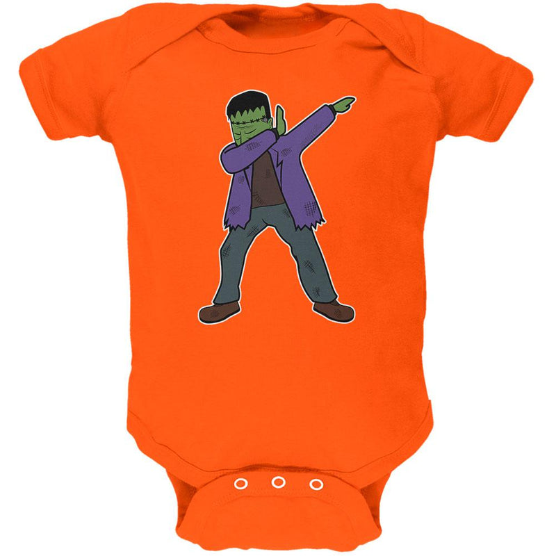 Halloween Dabbing Frankenstein's Monster Soft Baby One Piece Baby One Piece Old Glory 0-3M Orange