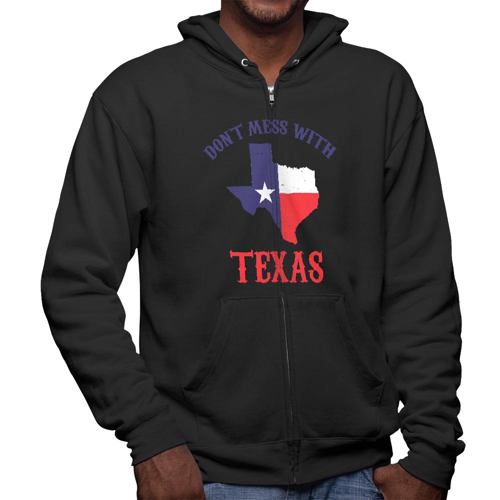 Don't Mess With Texas Mens Full Zip Hoodie Men's Hoodies Old Glory 2XL Black