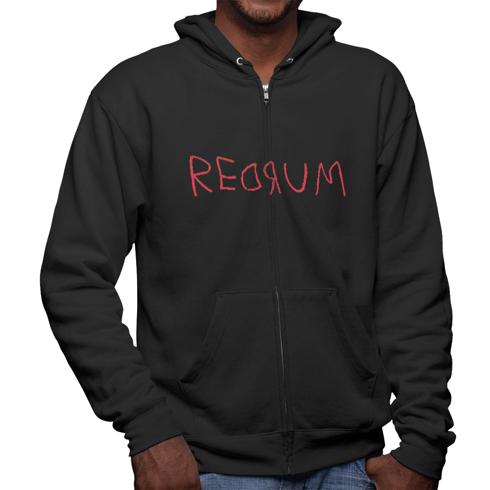 Halloween Horror Redrum Mens Full Zip Hoodie Men's Hoodies Old Glory 2XL Black