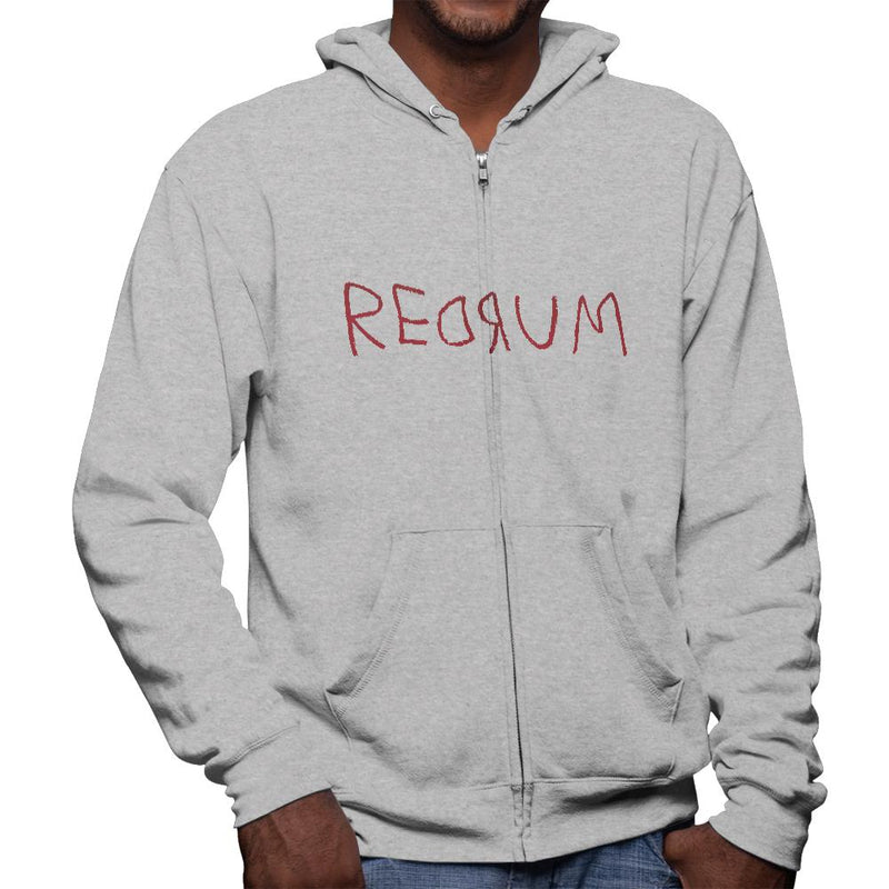 Halloween Horror Redrum Mens Full Zip Hoodie Men's Hoodies Old Glory 2XL Grey