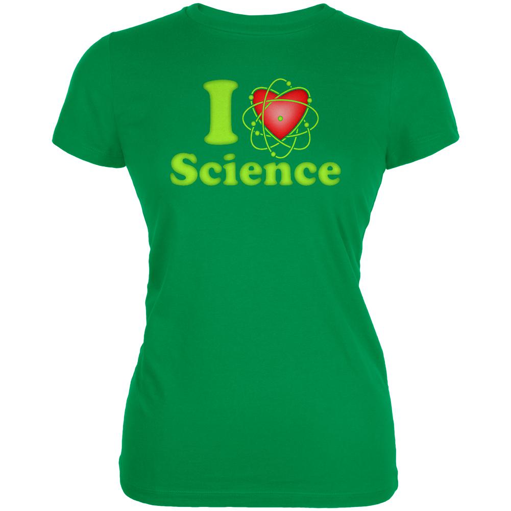 I Heart Science Atom Juniors Soft T Shirt Juniors T-Shirts Old Glory 2XL Green