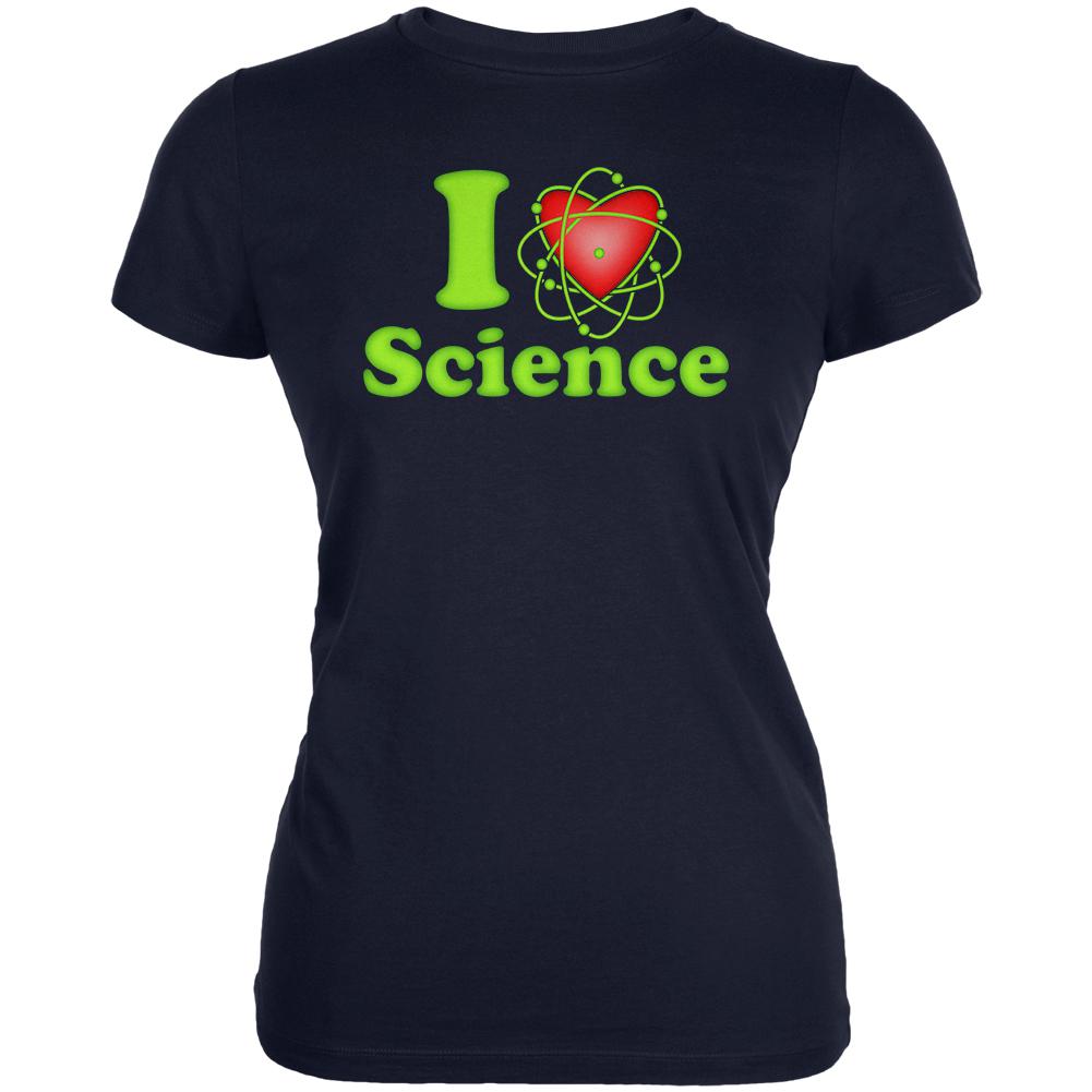 I Heart Science Atom Juniors Soft T Shirt Juniors T-Shirts Old Glory 2XL Navy