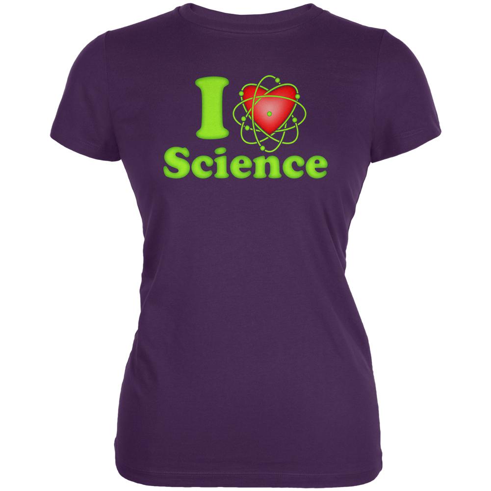 I Heart Science Atom Juniors Soft T Shirt Juniors T-Shirts Old Glory 2XL Purple