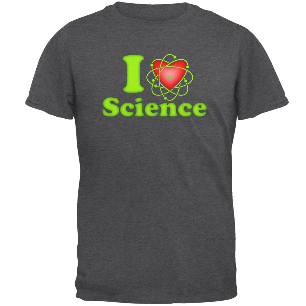 I Heart Science Atom Mens T Shirt Men's T-Shirts Old Glory SM Grey