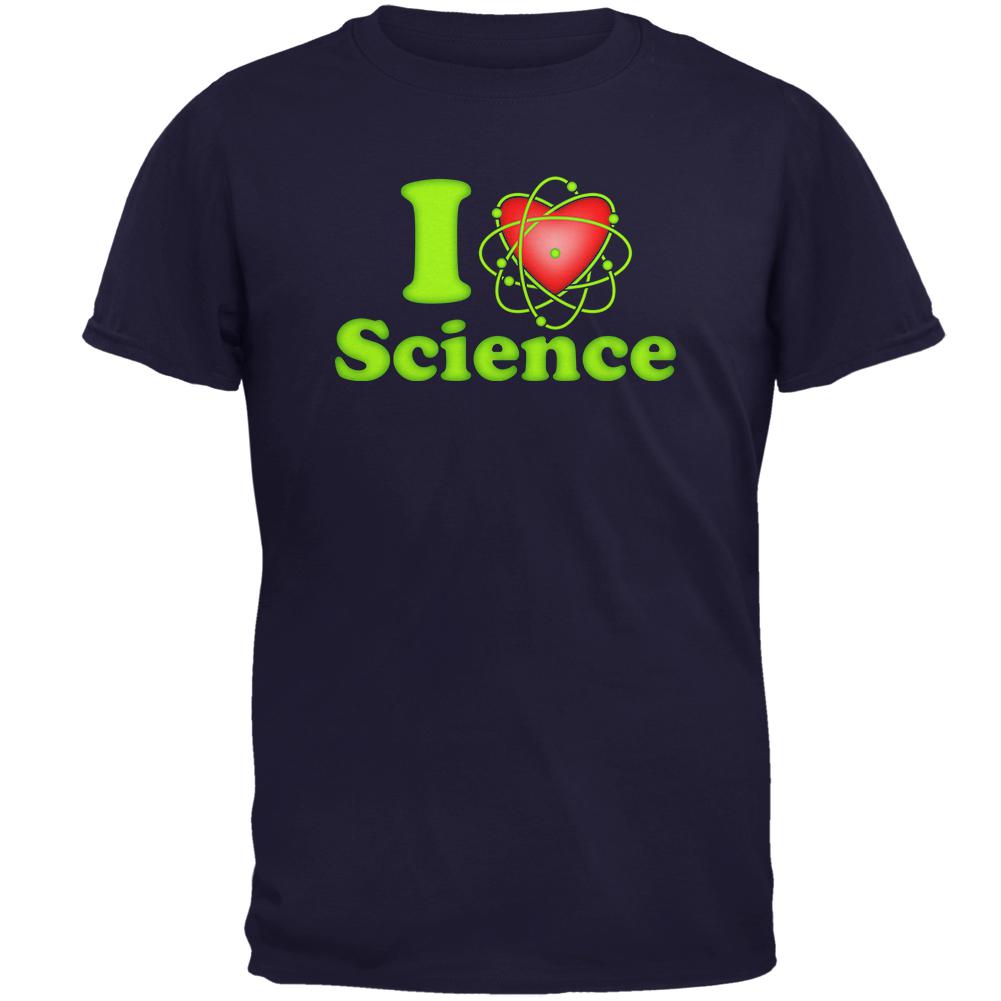 I Heart Science Atom Mens T Shirt Men's T-Shirts Old Glory SM Navy