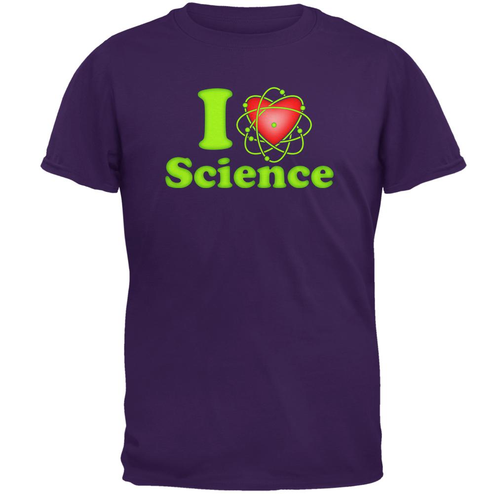 I Heart Science Atom Mens T Shirt Men's T-Shirts Old Glory SM Purple