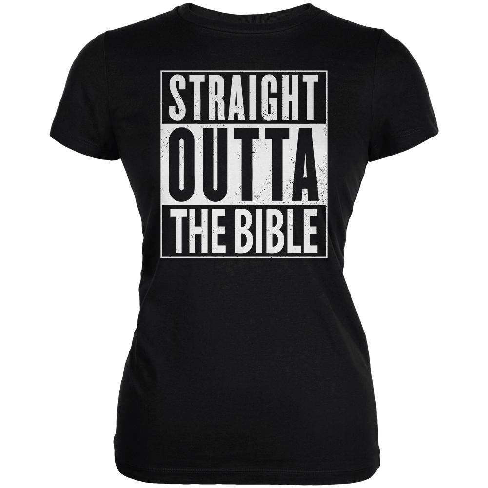 Straight Outta The Bible Juniors Soft T Shirt Juniors T-Shirts Old Glory 2XL Black