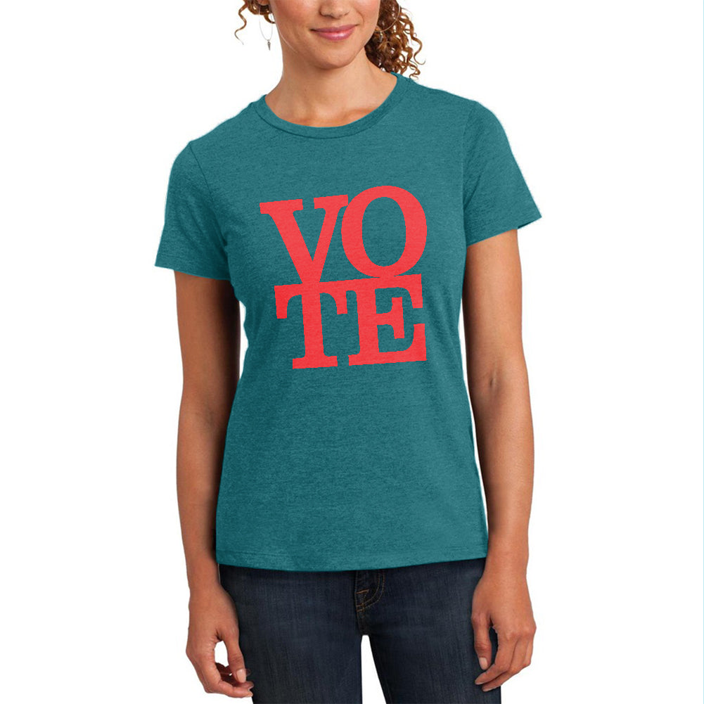Election Vote Stacked Womens Soft Heather T Shirt Women's T-Shirts Old Glory 2XL Heather Teal