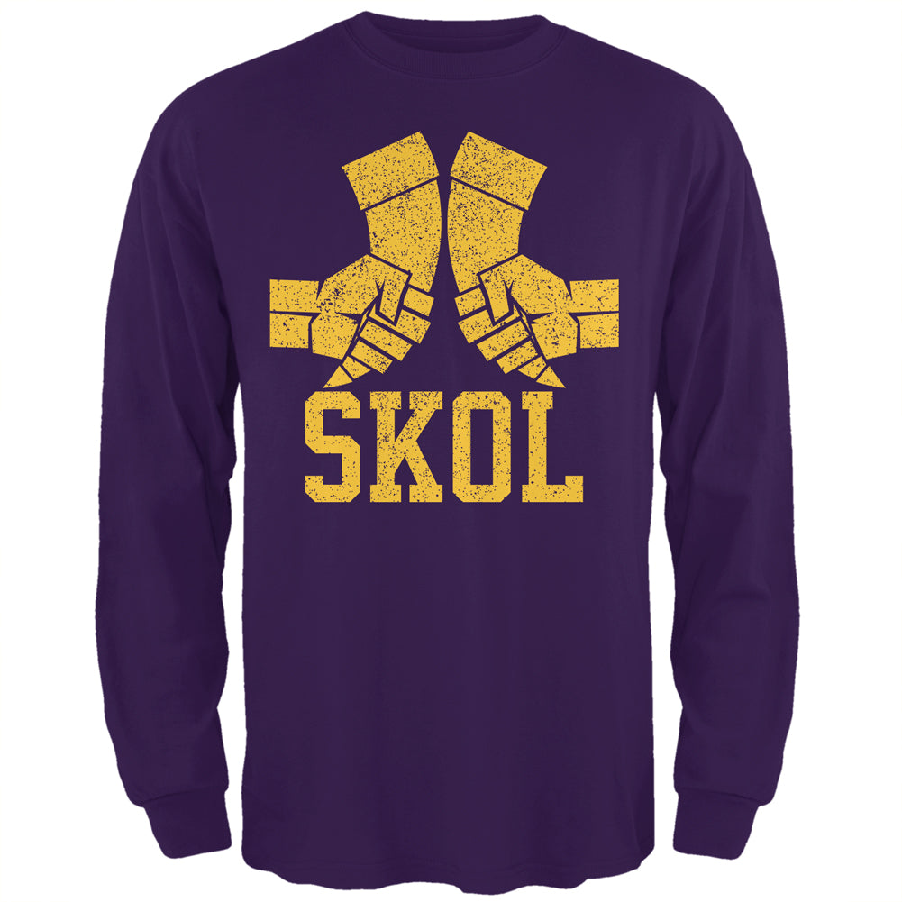 Vikings Skol Raised Horns Flagon Mens Long Sleeve T Shirt Men's Long Sleeves Old Glory 2XL Purple