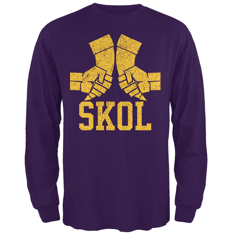 Vikings Skol Raised Horns Flagon Mens Long Sleeve T Shirt Men's Long Sleeves Old Glory 2XL Purple