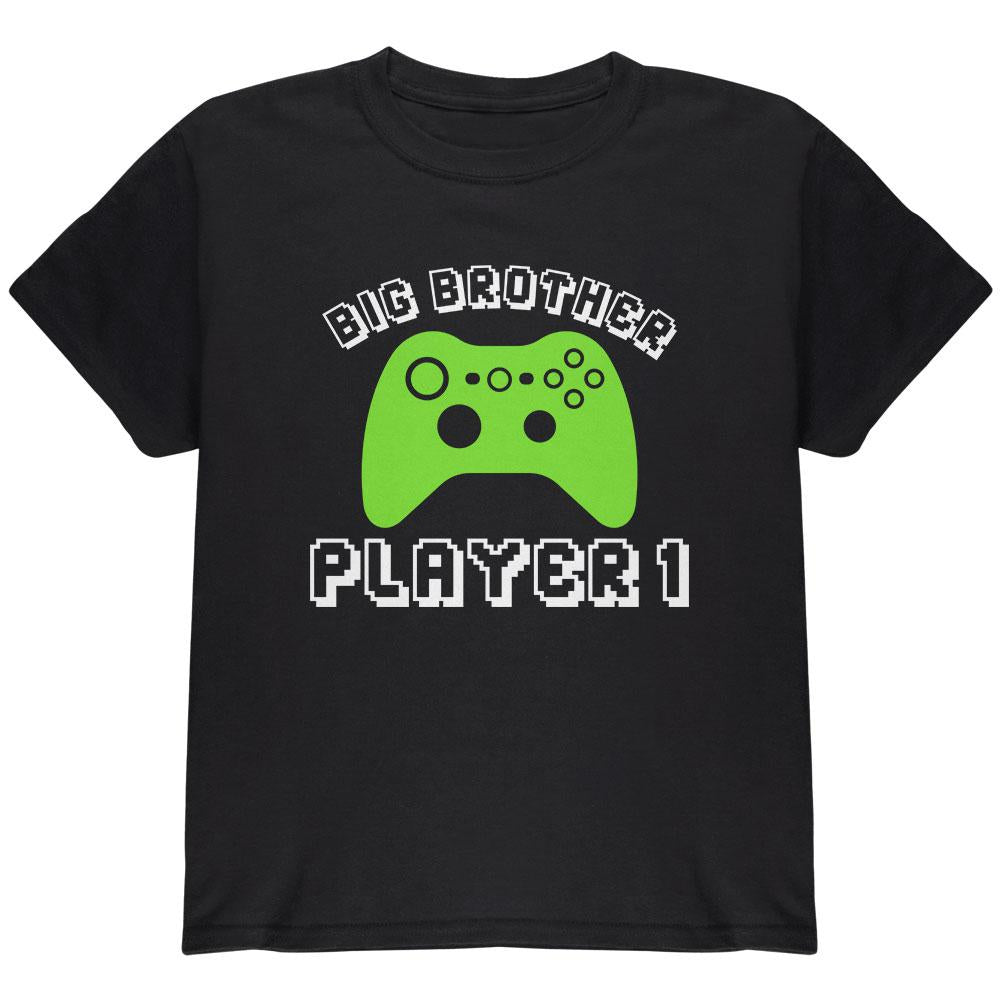 Big Brother Player 1 New Gamer Youth T Shirt Youth T-Shirts Old Glory LG Black
