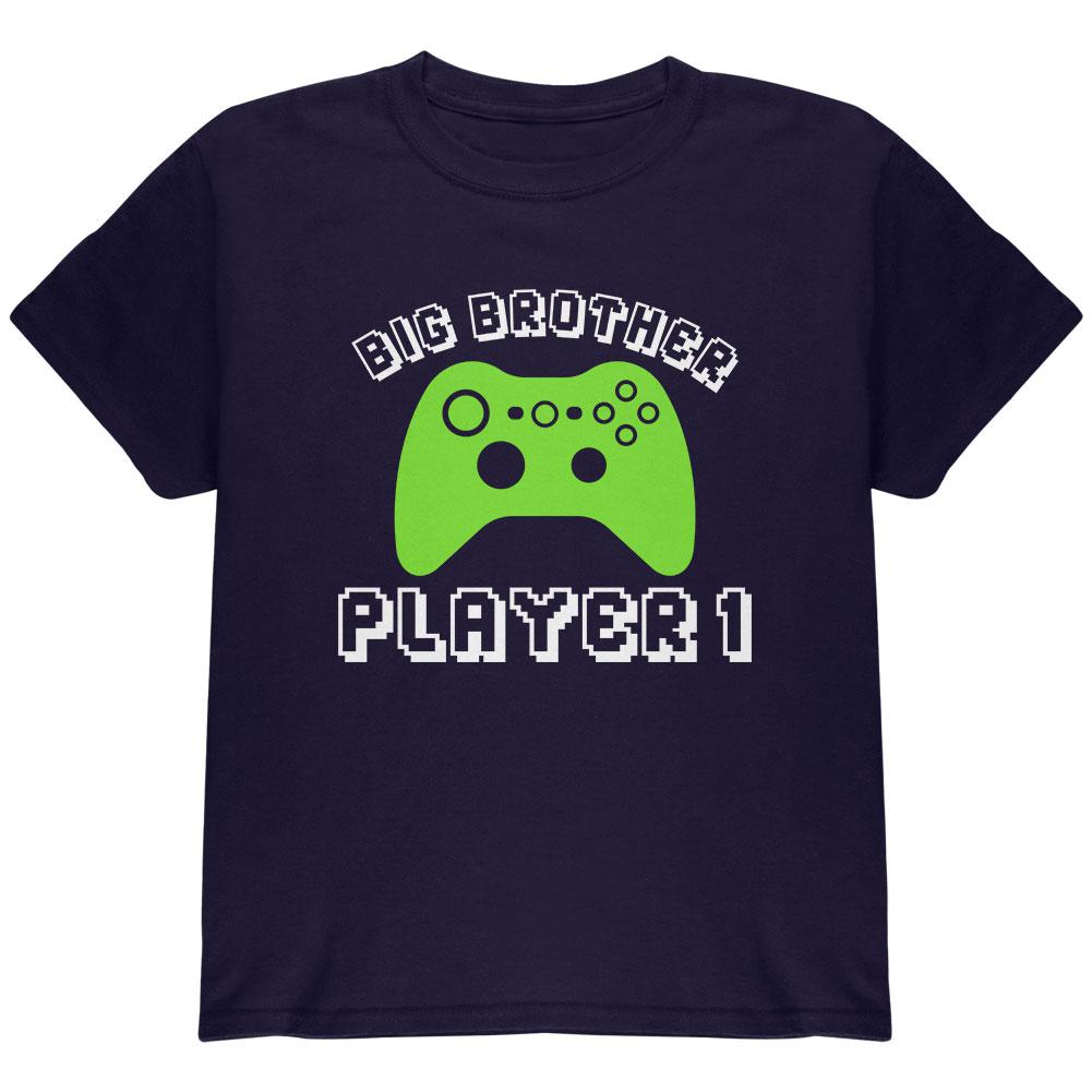 Big Brother Player 1 New Gamer Youth T Shirt Youth T-Shirts Old Glory LG Navy