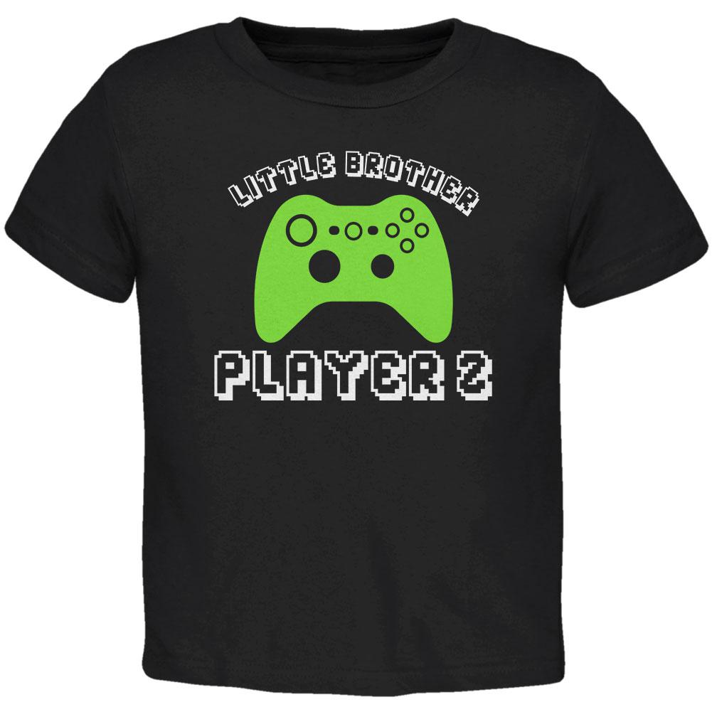Little Brother Player 2 New Gamer Toddler T Shirt Toddler T-Shirts Old Glory 2T Black