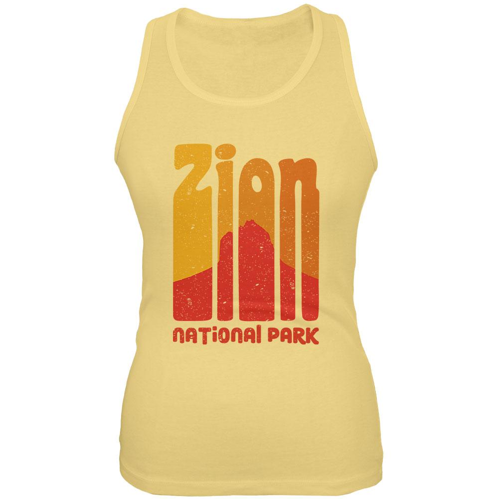 National Park Retro 70s Color Bars Zion Juniors Soft Tank Top Juniors Tank Tops Old Glory 2XL Yellow