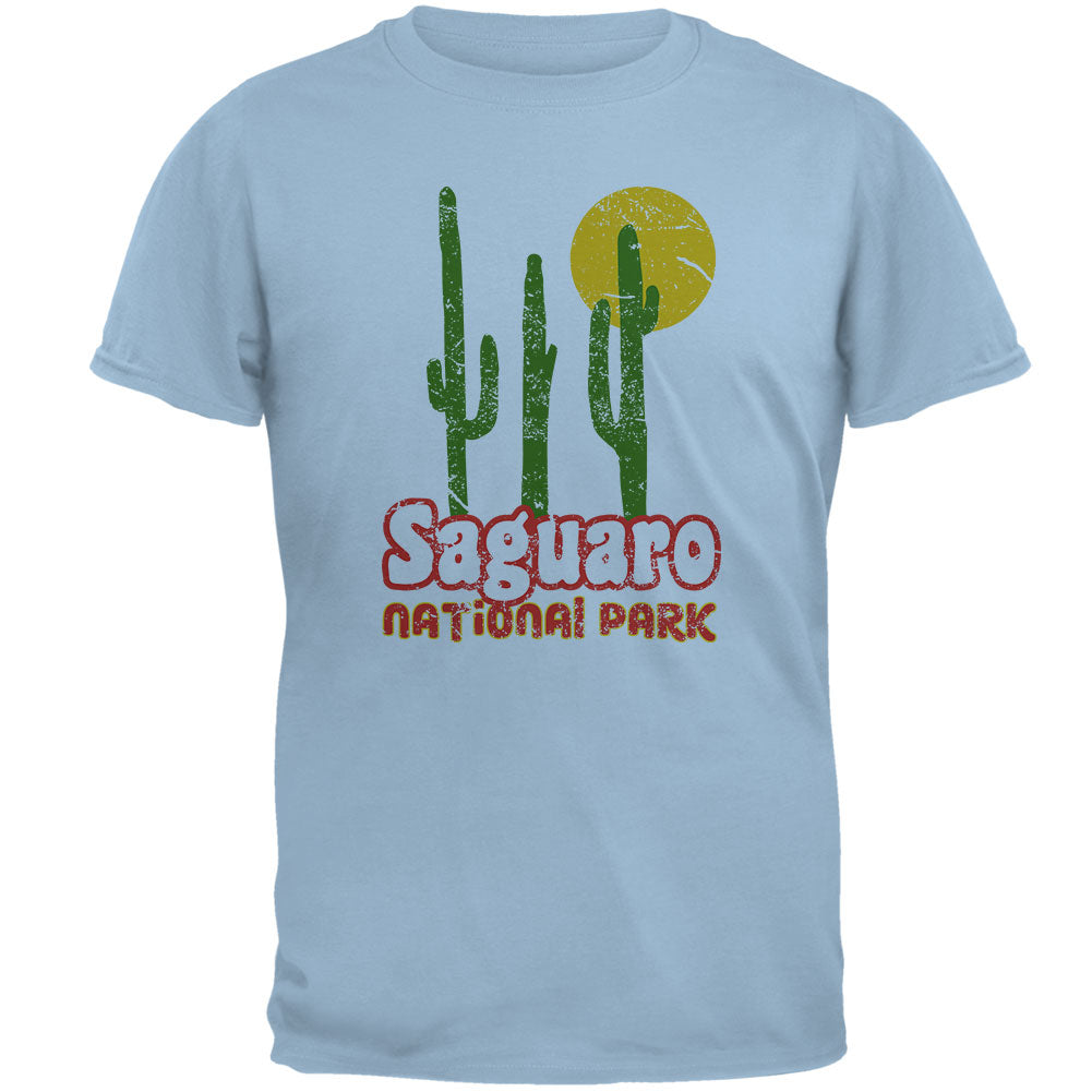 National Park Retro 70s Landscape Saguaro Mens T Shirt Men's T-Shirts Old Glory 2XL Light Blue