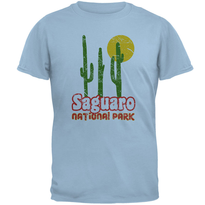 National Park Retro 70s Landscape Saguaro Mens T Shirt Men's T-Shirts Old Glory 2XL Light Blue