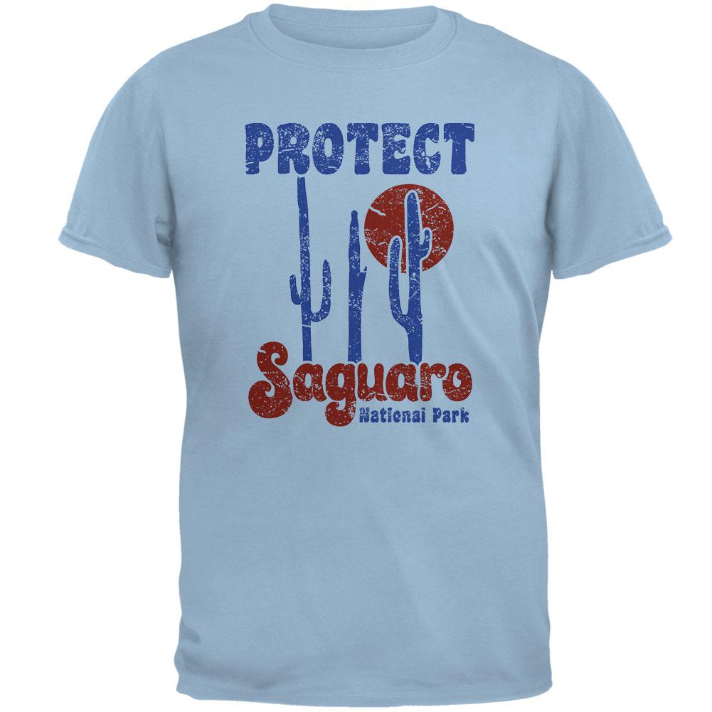 National Park Retro 70s Landscape Protect Saguaro Mens T Shirt Men's T-Shirts Old Glory 2XL Blue