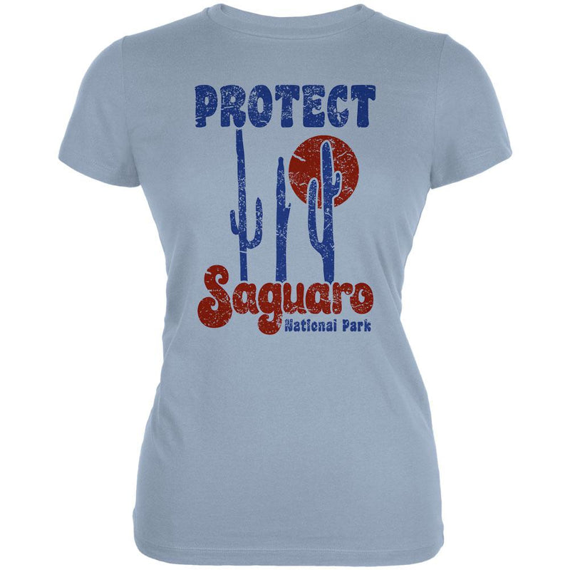 National Park Retro 70s Landscape Protect Saguaro Juniors Soft T Shirt Juniors T-Shirts Old Glory 2XL Blue