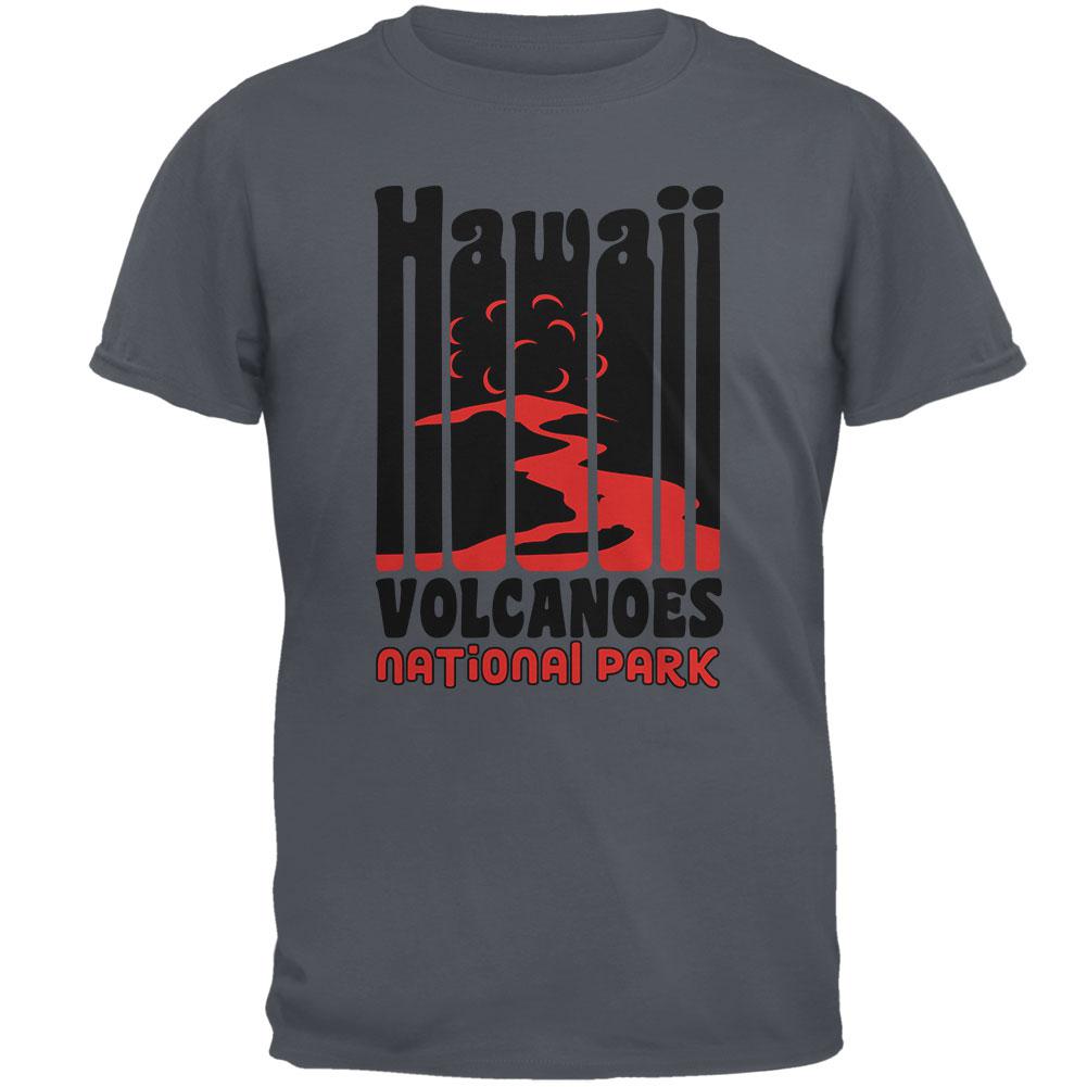 National Park Retro 70s Color Bars Hawaii Volcanoes Mens T Shirt Men's T-Shirts Old Glory 2XL Grey