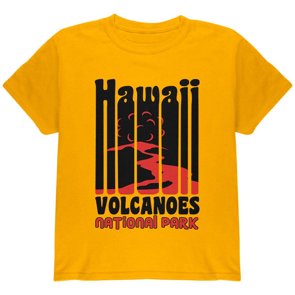 National Park Retro 70s Color Bars Hawaii Volcanoes Youth T Shirt Youth T-Shirts Old Glory LG Yellow