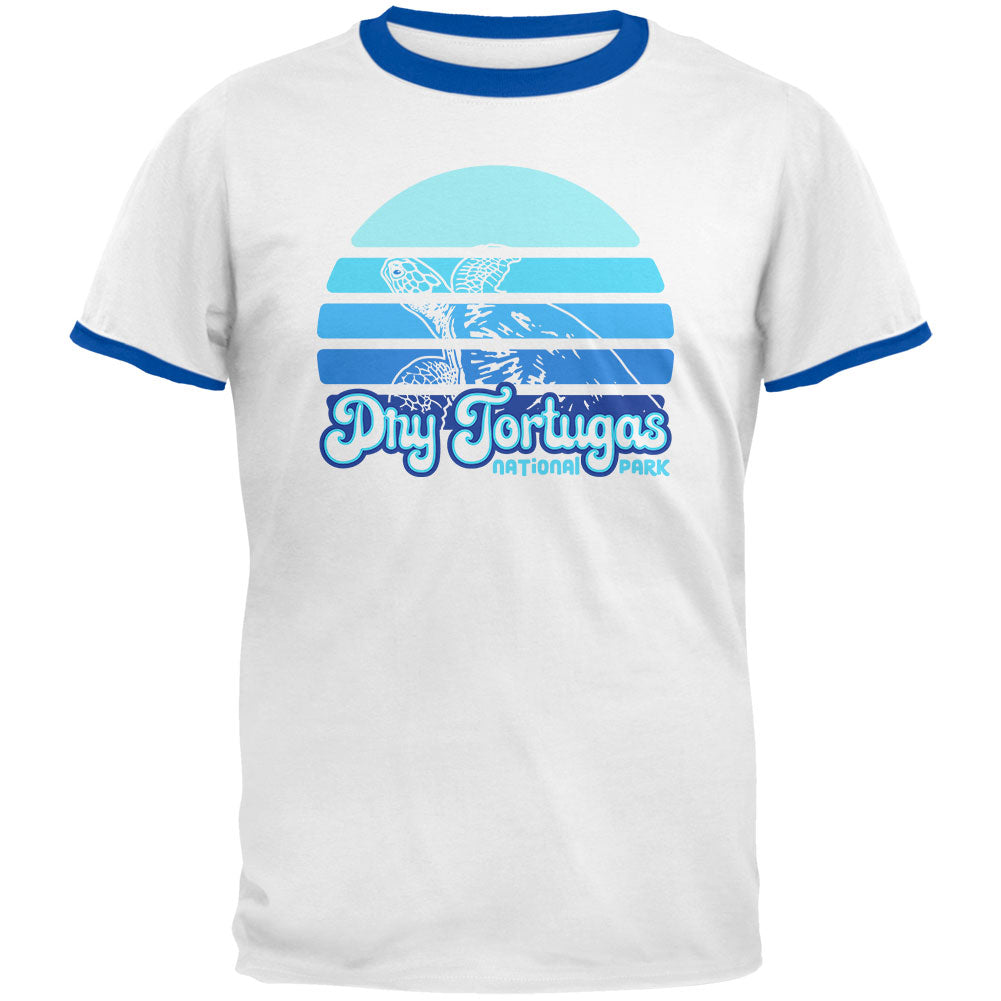 National Park Retro 70s Sunset Dry Tortugas Mens Ringer T Shirt Men's T-Shirts Old Glory 2XL White-Royal