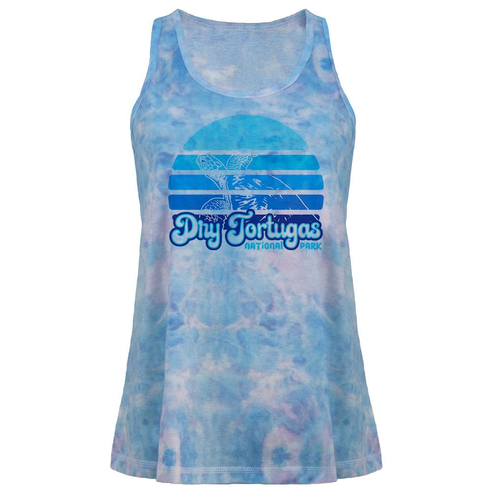 National Park Retro 70s Sunset Dry Tortugas Juniors Tie Dye Tank Top Juniors Tank Tops Old Glory LG Multi