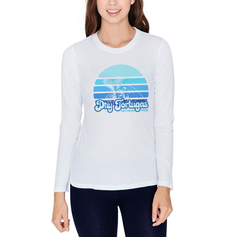 National Park Retro 70s Sunset Dry Tortugas Juniors Long Sleeve T-Shirt Juniors Long Sleeves Old Glory 2XL White