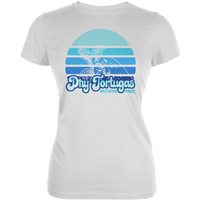 National Park Retro 70s Sunset Dry Tortugas Juniors Soft T Shirt Juniors T-Shirts Old Glory 2XL White