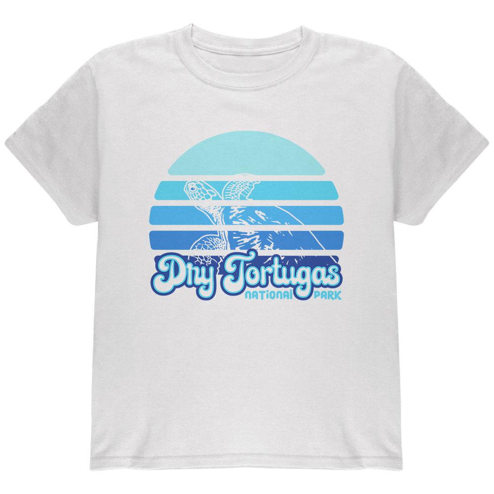 National Park Retro 70s Sunset Dry Tortugas Youth T Shirt Youth T-Shirts Old Glory LG White
