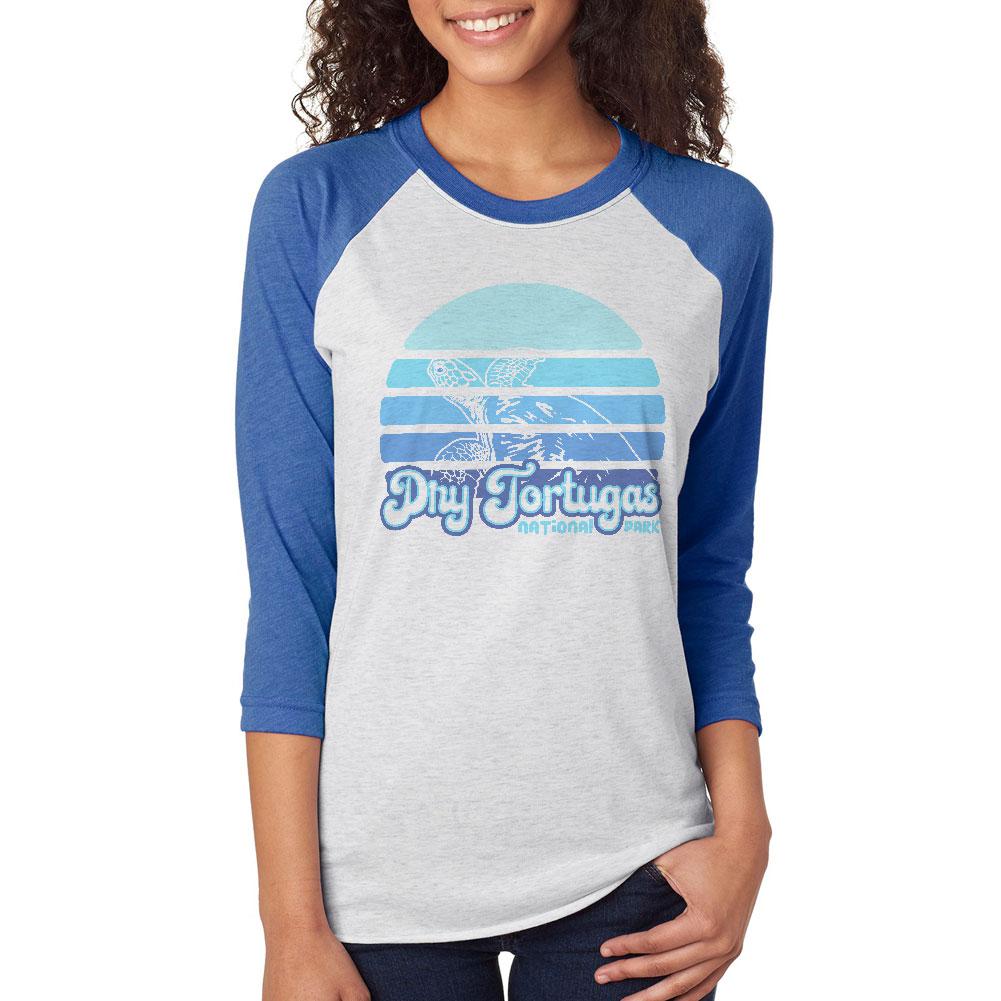 National Park Retro 70s Sunset Dry Tortugas Unisex Raglan T Shirt Men's T-Shirts Old Glory 2XL White