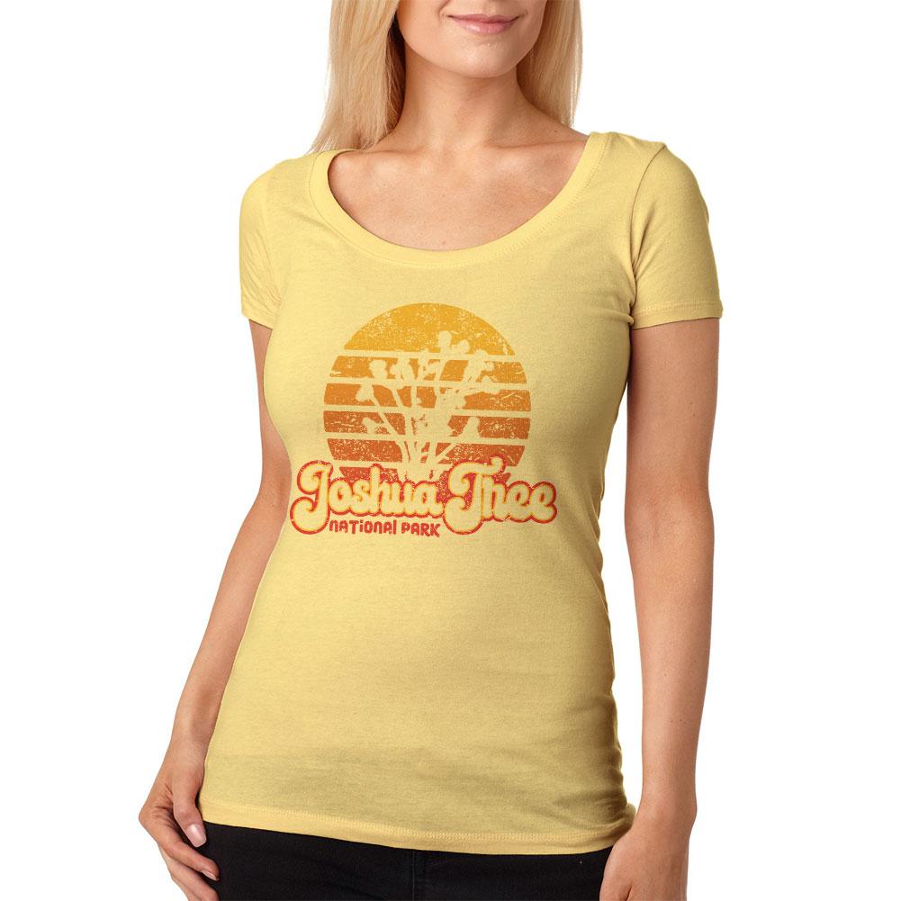 National Park Retro 70s Sunset Joshua Tree Womens Soft Scoop T Shirt Women's T-Shirts Old Glory 2XL Yellow