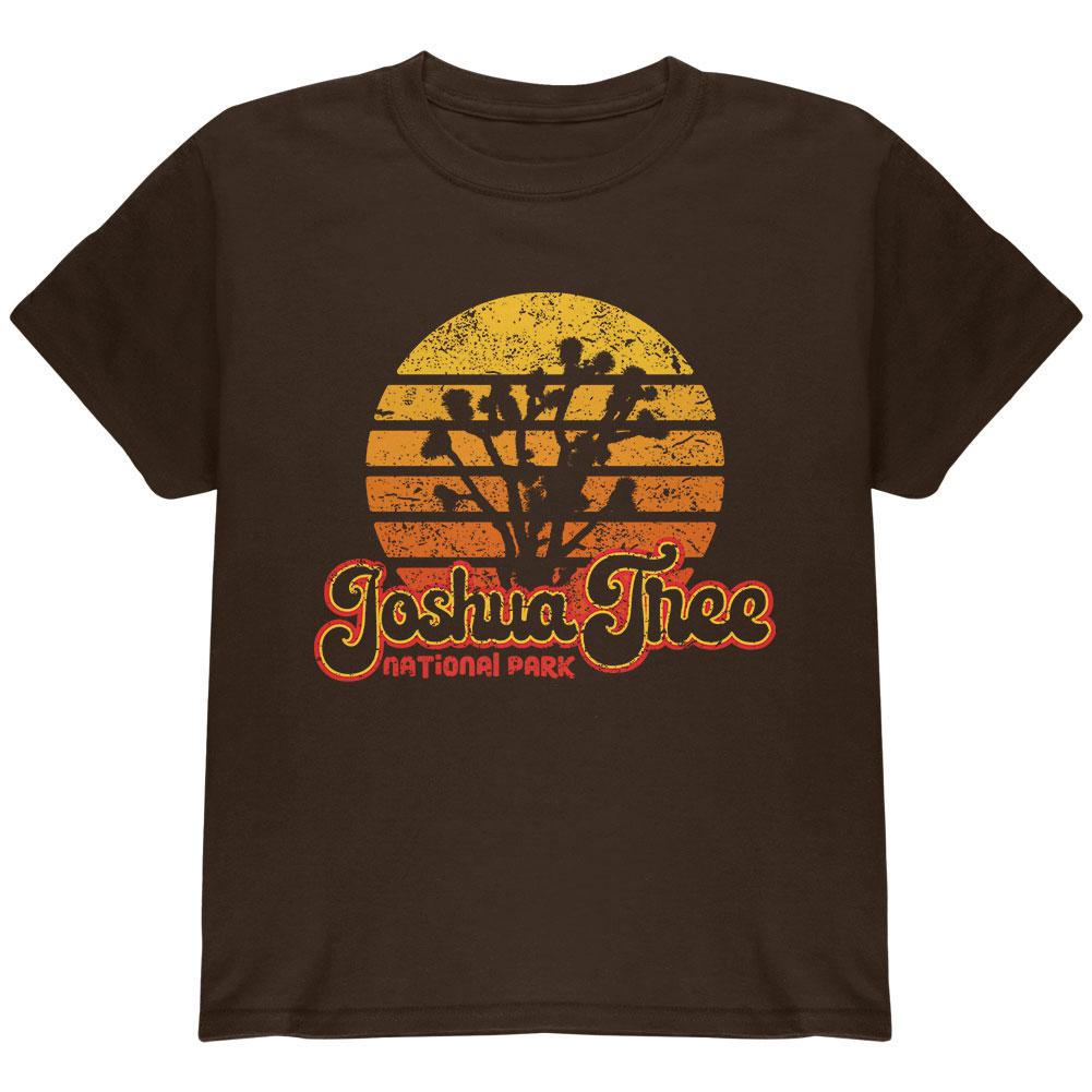 National Park Retro 70s Sunset Joshua Tree Youth T Shirt Youth T-Shirts Old Glory LG Brown