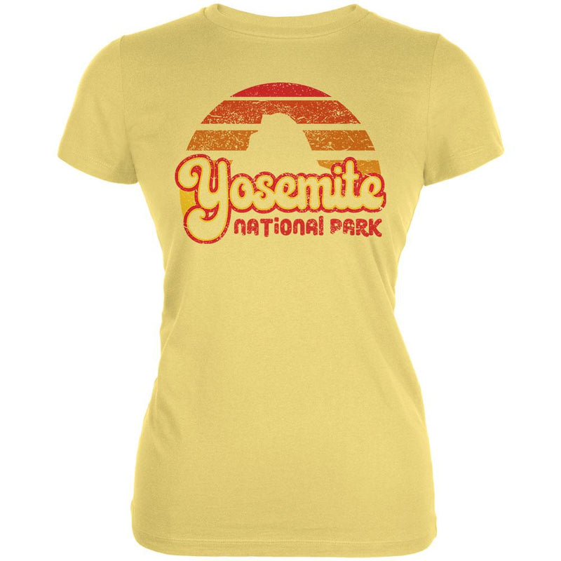 National Park Retro 70s Sunset Yosemite Juniors Soft T Shirt Juniors T-Shirts Old Glory LG Yellow