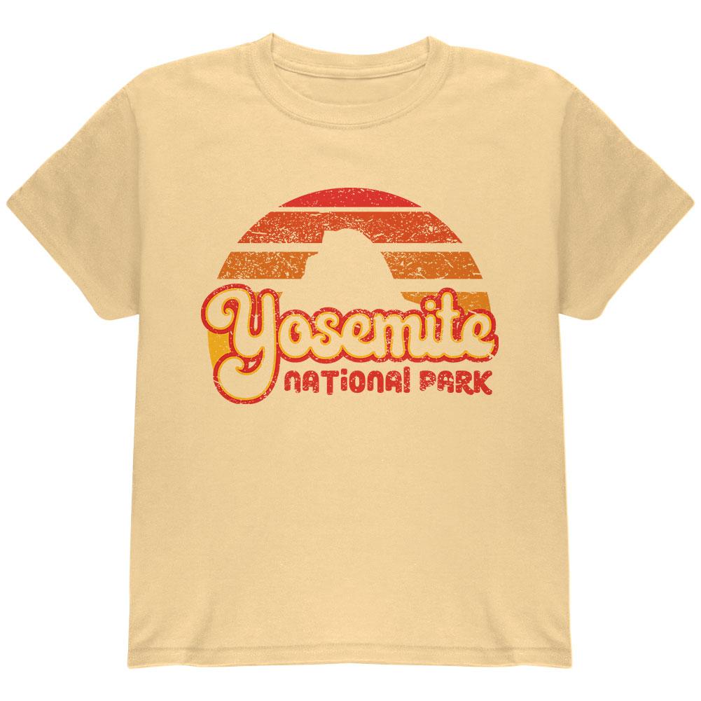 National Park Retro 70s Sunset Yosemite Youth T Shirt Youth T-Shirts Old Glory LG Yellow