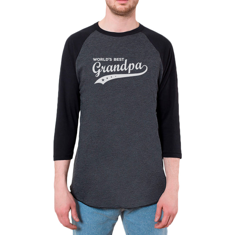 Father's Day World's Best Grandpa Mens Raglan T Shirt Men's T-Shirts Father's Day 2XL Heather Black-Black