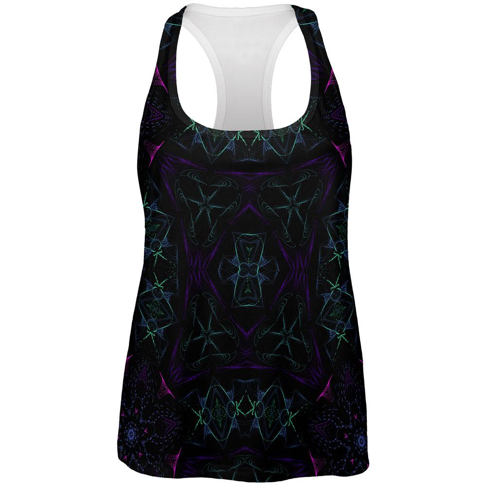 Rock Metal Neon Mandala All Over Womens Work Out Tank Top Women's Tank Tops Old Glory 2XL Multi