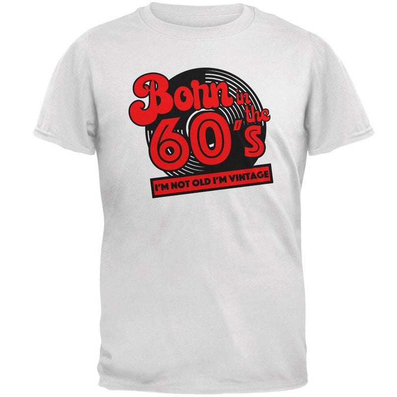 Born In The 60's Not Old Vintage Mens T Shirt Men's T-Shirts Old Glory 2XL White