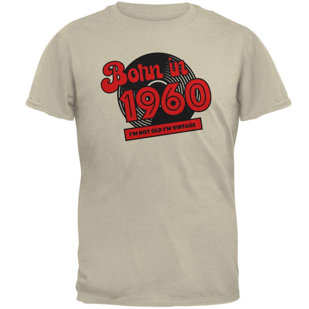Born In 1960 Record I'm Not Old I'm Vintage Mens T Shirt Men's T-Shirts Old Glory 2XL Beige