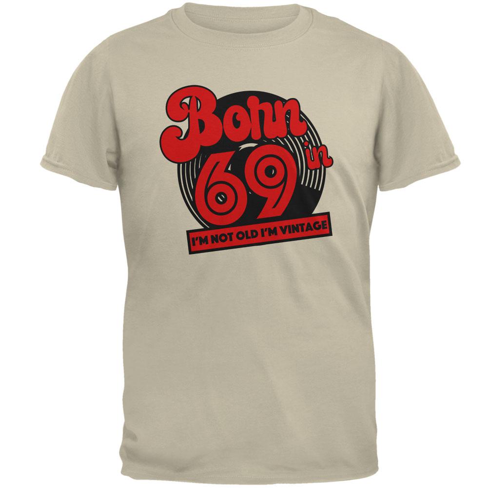 Born In 1969 Record I'm Not Old I'm Vintage Mens T Shirt Men's T-Shirts Old Glory 2XL Beige