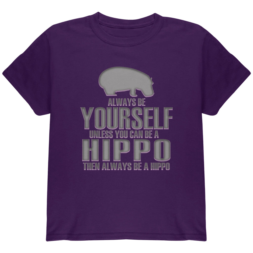 Always Be Yourself Hippo Youth T Shirt Youth T-Shirts Old Glory YLG Purple