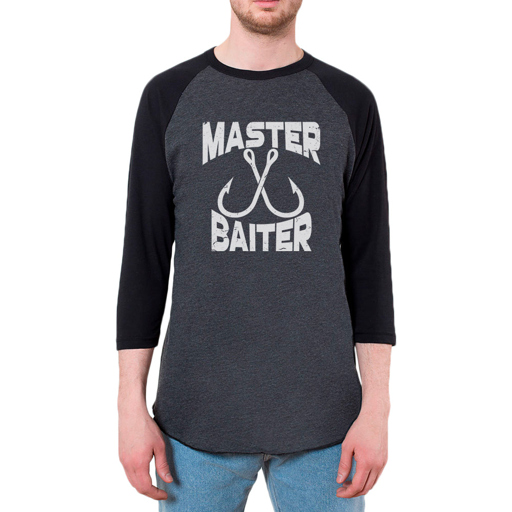 Master Baiter Mens Raglan T Shirt Men's T-Shirts Old Glory 2XL Heather Black-Black