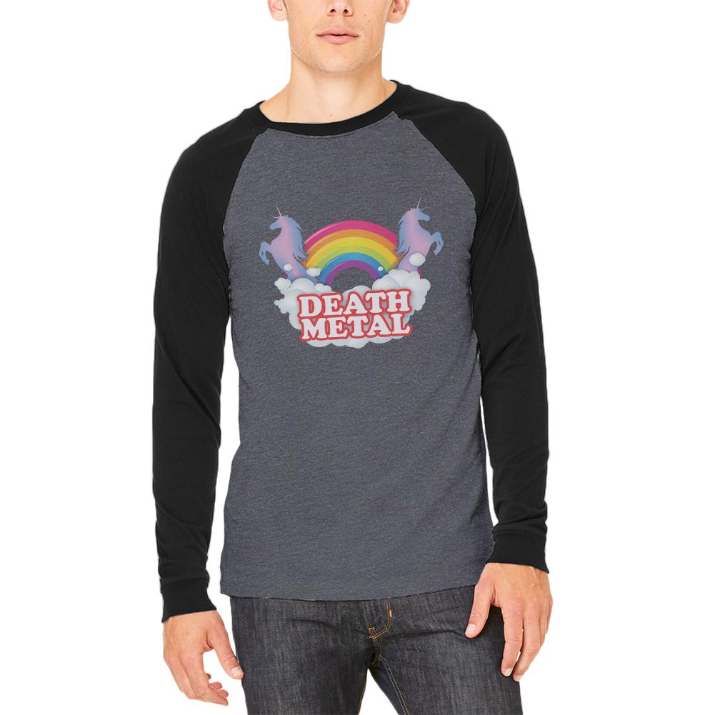 Death Metal Rainbow Adult Long Sleeve Raglan T-Shirt Men's Long Sleeves Old Glory LG Black