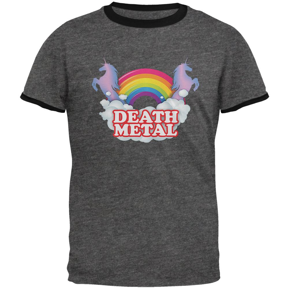 Death Metal Rainbow Mens Ringer T Shirt Men's T-Shirts Old Glory 2XL Grey