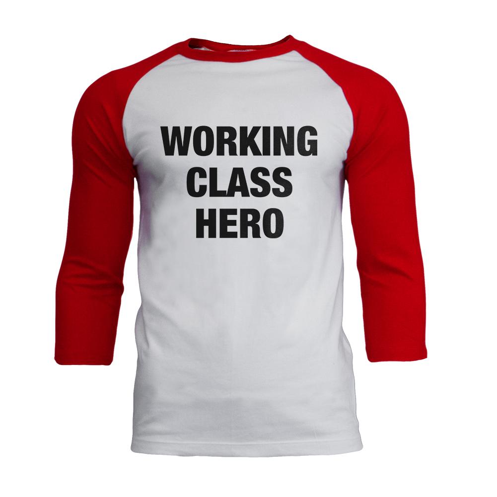 Working Class Hero Inspired By John Lennon Mens Soft Raglan T Shirt Men's T-Shirts Old Glory 2XL White