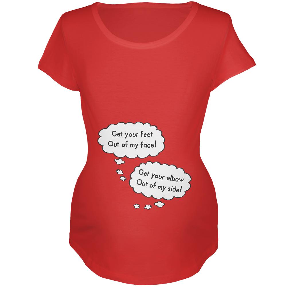 Speech Bubble Arguing Twins Maternity Soft T Shirt Maternity T-Shirts Old Glory 2XL Red