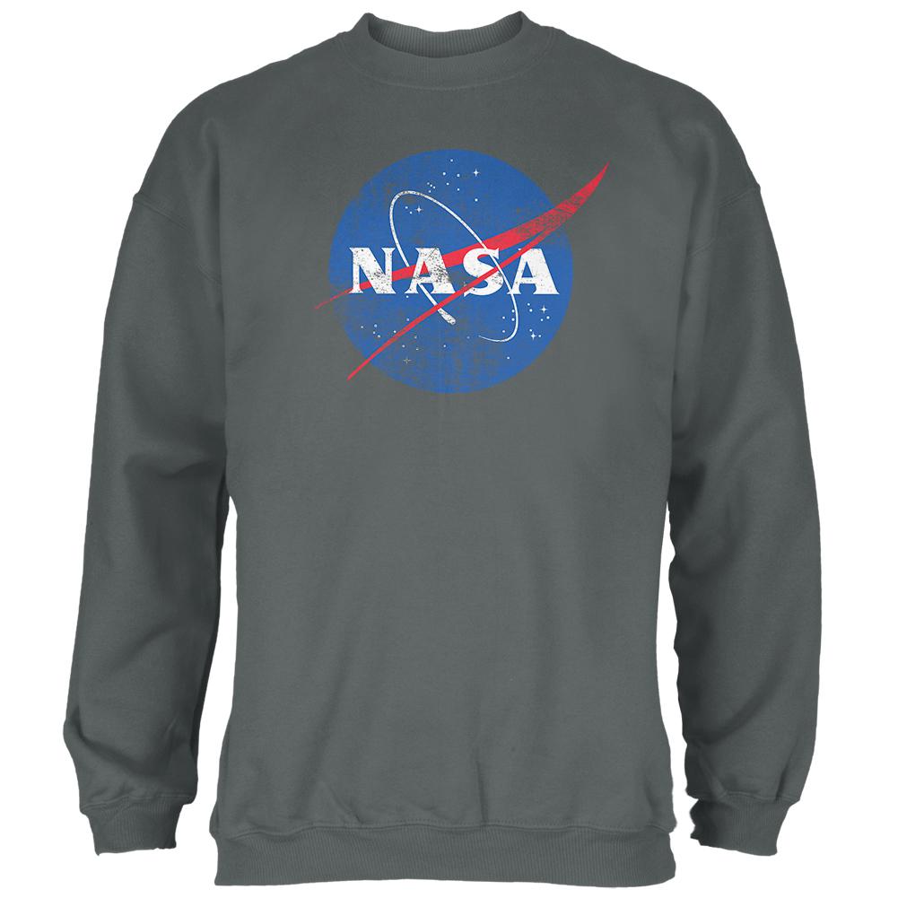 NASA Distressed Logo Mens Sweatshirt Men's Sweatshirts NASA 2XL Grey